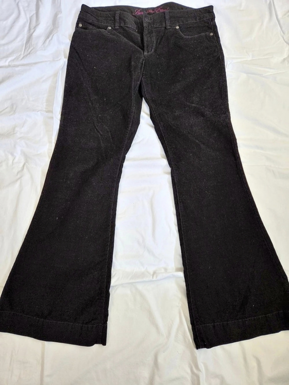 American Eagle Flare Black Flare Corduroy Pants Size 12